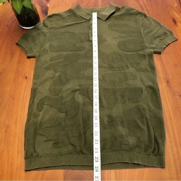 ZARA Men’s Olive Green Polo Short Sleeves Textured Knit T Shirt Size Medium. - Picture 6 of 9
